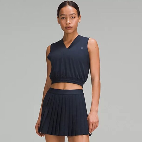 High-Rise Pleated Tennis Skirt 14" - True Navy - Picture 1 of 6